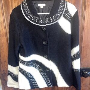CAYSON Designer 100% Wool Black & White Jacket  M - NWOT